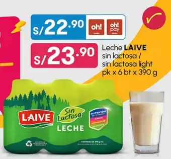 Plaza Vea Leche LAIVE sin lactosa / sin lactosa light pk oferta