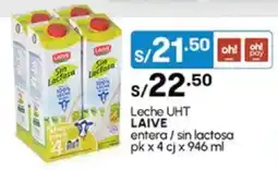 Plaza Vea Leche UHT LAIVE entera/sin lactosa pk oferta