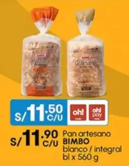 Plaza Vea Pan artesano BIMBO blanco / integral bl oferta