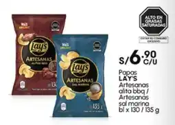 Plaza Vea Papas LAY'S Artesanas alita bbq / Artesanas sal marina bl oferta