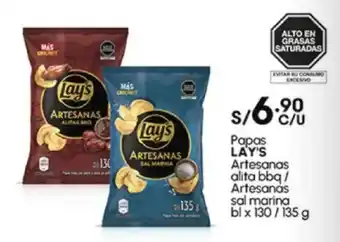 Plaza Vea Papas LAY'S Artesanas alita bbq / Artesanas sal marina bl oferta
