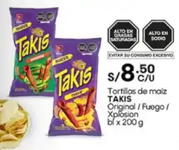 Plaza Vea Tortillas de maiz TAKIS Original / Fuego / Xplosion bl oferta
