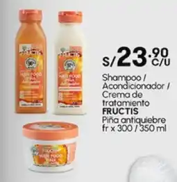 Plaza Vea Shampoo / Acondicionador / Crema de tratamiento FRUCTIS Piña antiquiebre fr oferta