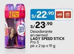 Plaza Vea Desodorante en aerosol LADY SPEED STICK Pro 5 pk oferta