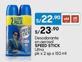 Plaza Vea Desodorante en aerosol SPEED STICK Ultra pk oferta