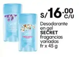 Plaza Vea Desodorante en gel SECRET fragancias variadas fr oferta