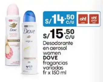 Plaza Vea Desodorante en aerosol women DOVE fragancias variadas fr oferta