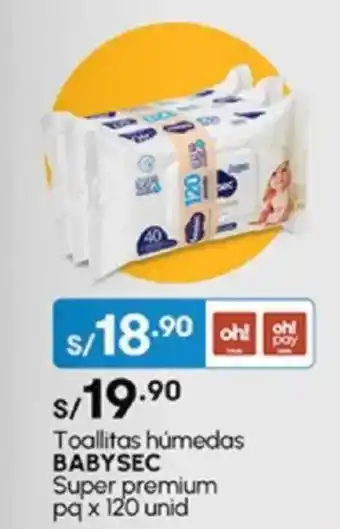 Plaza Vea Toallitas húmedas BABYSEC Super premium pq oferta