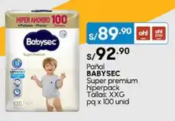 Plaza Vea Pañal BABYSEC Super premium hiperpack oferta