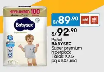 Plaza Vea Pañal BABYSEC Super premium hiperpack oferta