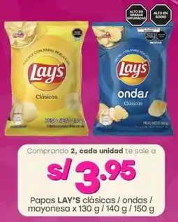 Tottus Papas LAY'S clásicas / ondas/ mayonesa oferta