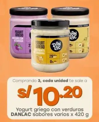 Tottus Yogurt griego con verduras DANLAC sabores varios oferta