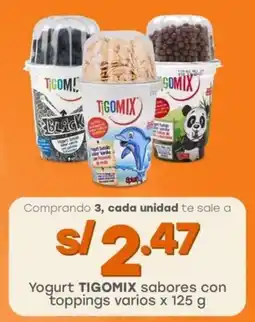 Tottus Yogurt TIGOMIX sabores con toppings varios oferta