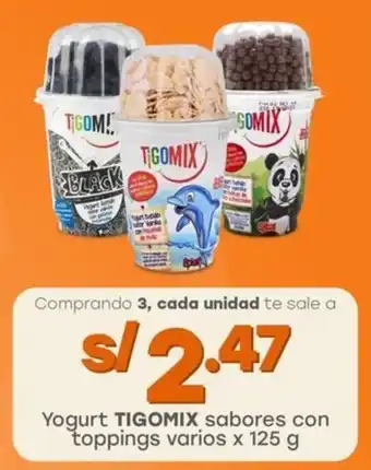 Tottus Yogurt TIGOMIX sabores con toppings varios oferta