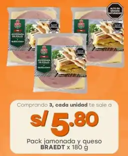 Tottus Pack jamonada y queso BRAEDT oferta