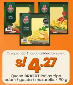 Tottus Queso BRAEDT lonjas tipo edam / gouda / mozarella oferta