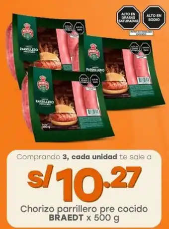 Tottus Chorizo parrillero pre cocido BRAEDT oferta