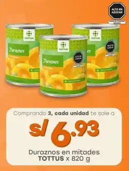 Tottus Duraznos en mitades TOTTUS oferta