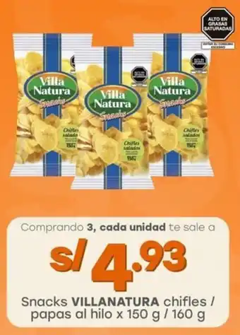 Tottus Snacks VILLANATURA chifles / papas al hilo oferta