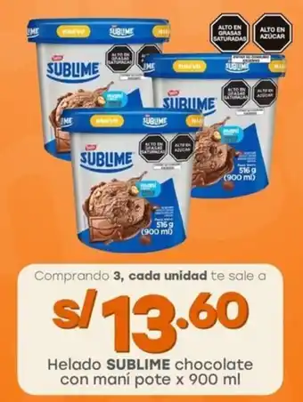 Tottus Helado SUBLIME chocolate con maní pote oferta