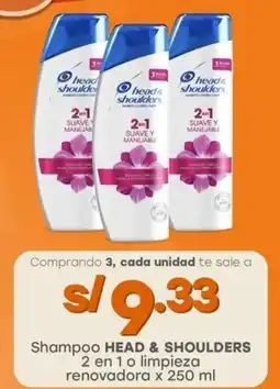 Tottus Shampoo HEAD & SHOULDERS 2 en 1 o limpieza renovadora oferta