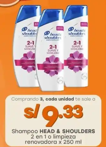 Tottus Shampoo HEAD & SHOULDERS 2 en 1 o limpieza renovadora oferta