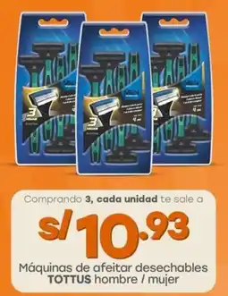 Tottus Máquinas de afeitar desechables TOTTUS hombre / mujer oferta