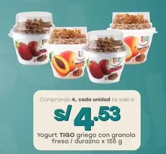 Tottus Yogurt TIGO griego con granola fresa / durazno oferta