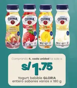 Tottus Yogurt bebible GLORIA entero sabores varios oferta
