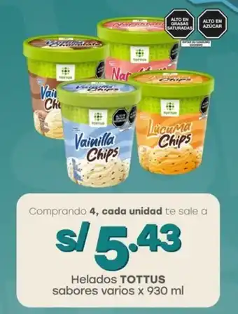 Tottus Helados TOTTUS sabores varios oferta