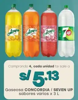 Tottus Gaseosa CONCORDIA / SEVEN UP sabores varios oferta