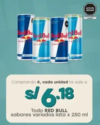 Tottus Todo RED BULL sabores variados lata oferta