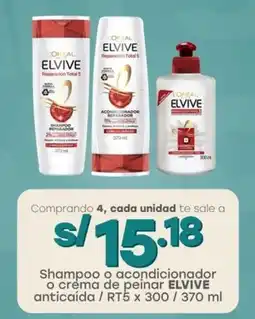 Tottus Shampoo o acondicionador o crema de peinar ELVIVE anticaída / RT5 oferta