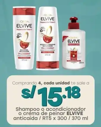 Tottus Shampoo o acondicionador o crema de peinar ELVIVE anticaída / RT5 oferta