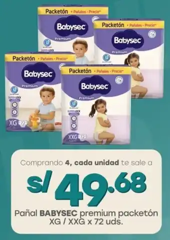 Tottus Pañal BABYSEC premium packetón XG/XXG oferta