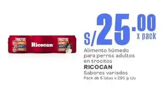 Makro Alimento húmedo para perros adultos en trocitos RICOCAN Sabores variados oferta