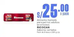 Makro Alimento húmedo para perros adultos en trocitos RICOCAN Sabores variados Pack de 6 latas oferta