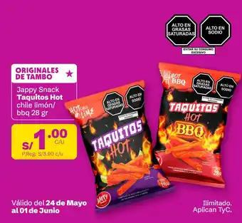 Tambo Jappy Snack Taquitos Hot chile limón/ bbq oferta