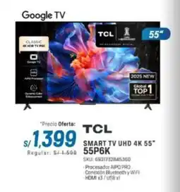 El Gallo Más Gallo TCL Smart TV UHD 4K 55″ 55P6K oferta