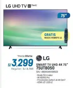 El Gallo Más Gallo LG SMART TV UHD 4K 75″ 75UT8050 oferta