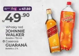 Vega Whisky red JOHNNIE WALKER Botella + Gaseosa GUARANÁ Botella oferta