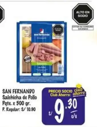 MaxiAhorro San fernando salchicha de pollo oferta