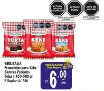 MaxiAhorro Molitalia premezclas para keke sabores variados bolsa oferta