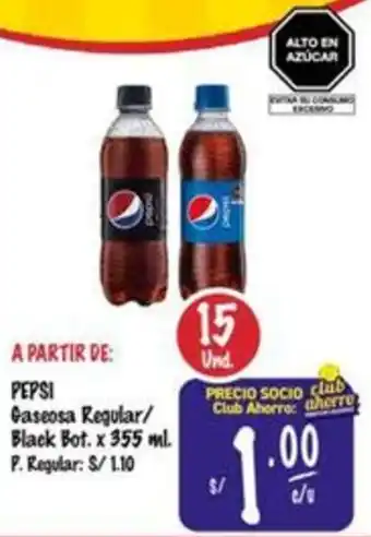 MaxiAhorro Pepsi caseosa regular/ black bot. oferta