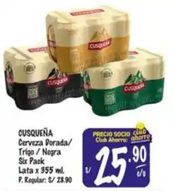 MaxiAhorro Cusqueña cerveza dorada/ trigo / negra six pack oferta