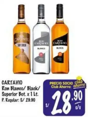 MaxiAhorro Cartavio ron blanco/black/ superior bot. oferta