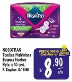 MaxiAhorro Nosotras toallas higiénicas buenas noches oferta