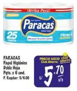 MaxiAhorro Paracas papel higiénico doble hoja oferta