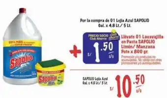 MaxiAhorro Sapolio por la compra de 01 lejía azul oferta