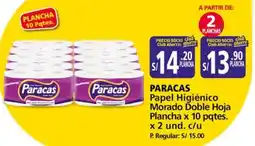 Mayorsa Paracas papel higiénico morado doble hoja plancha oferta